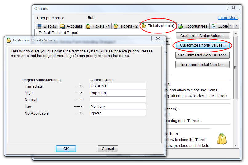 Customize Ticket Priority name