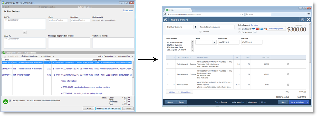 QuickBooks Online Invoice