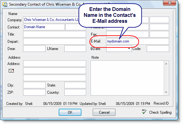 Email connector setup processing domain name.gif